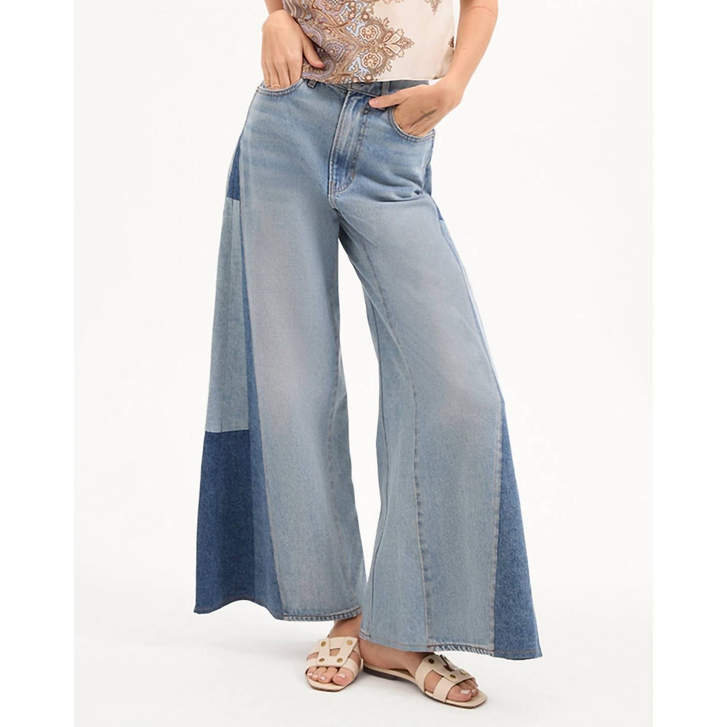 Veronica Beard - Vicki Patchwork Wide Leg Jeans