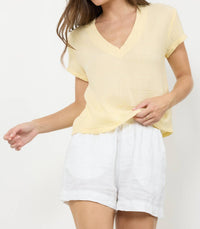 LAmade Suri Deep V-neck Gauze Tee in butter - women's t-shirt