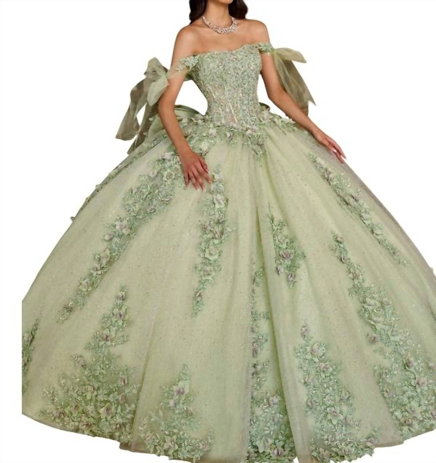 Rachel Allan - Floral Embroidered Corse Bodice Ballgown Dress