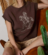 J.O.A. - Western Embroidery Short Sleeve Sweater