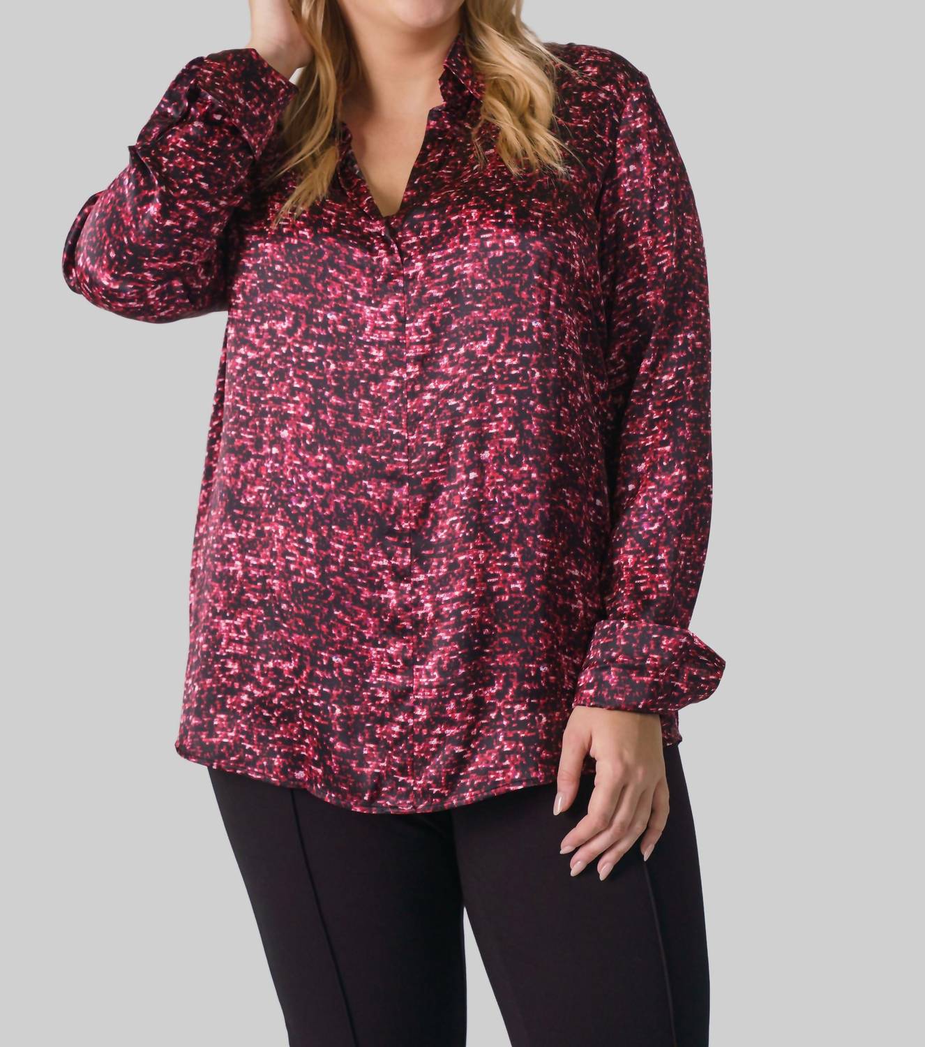 Catherine Gee - Daria French Cuff Silk Blouse - Plus Size