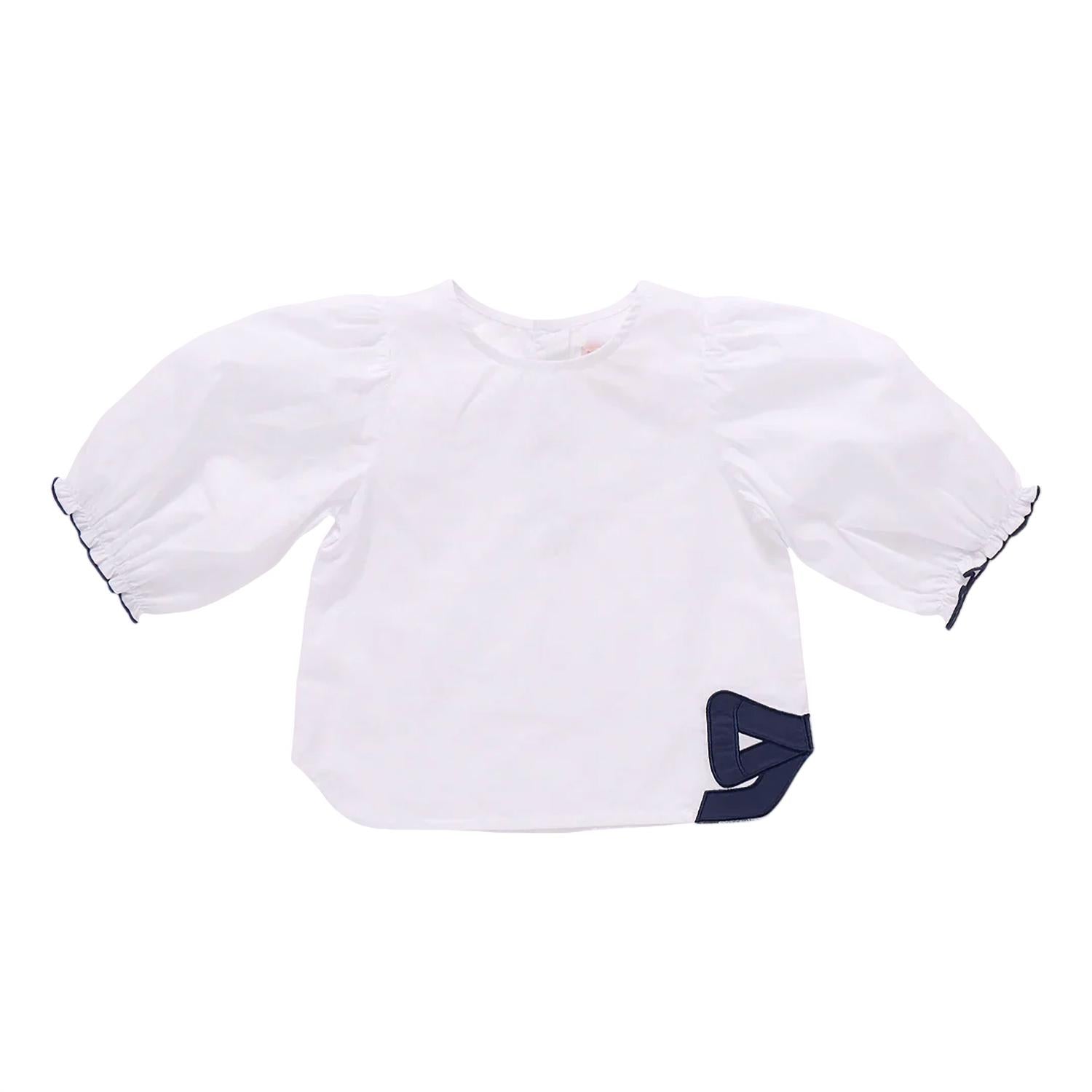 PINK CHICKEN Dana Bow Top in white - kids' blouse - view 6