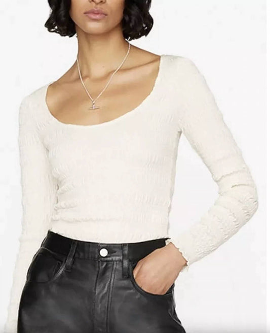 Frame - Smocked Long Sleeve Knit Top