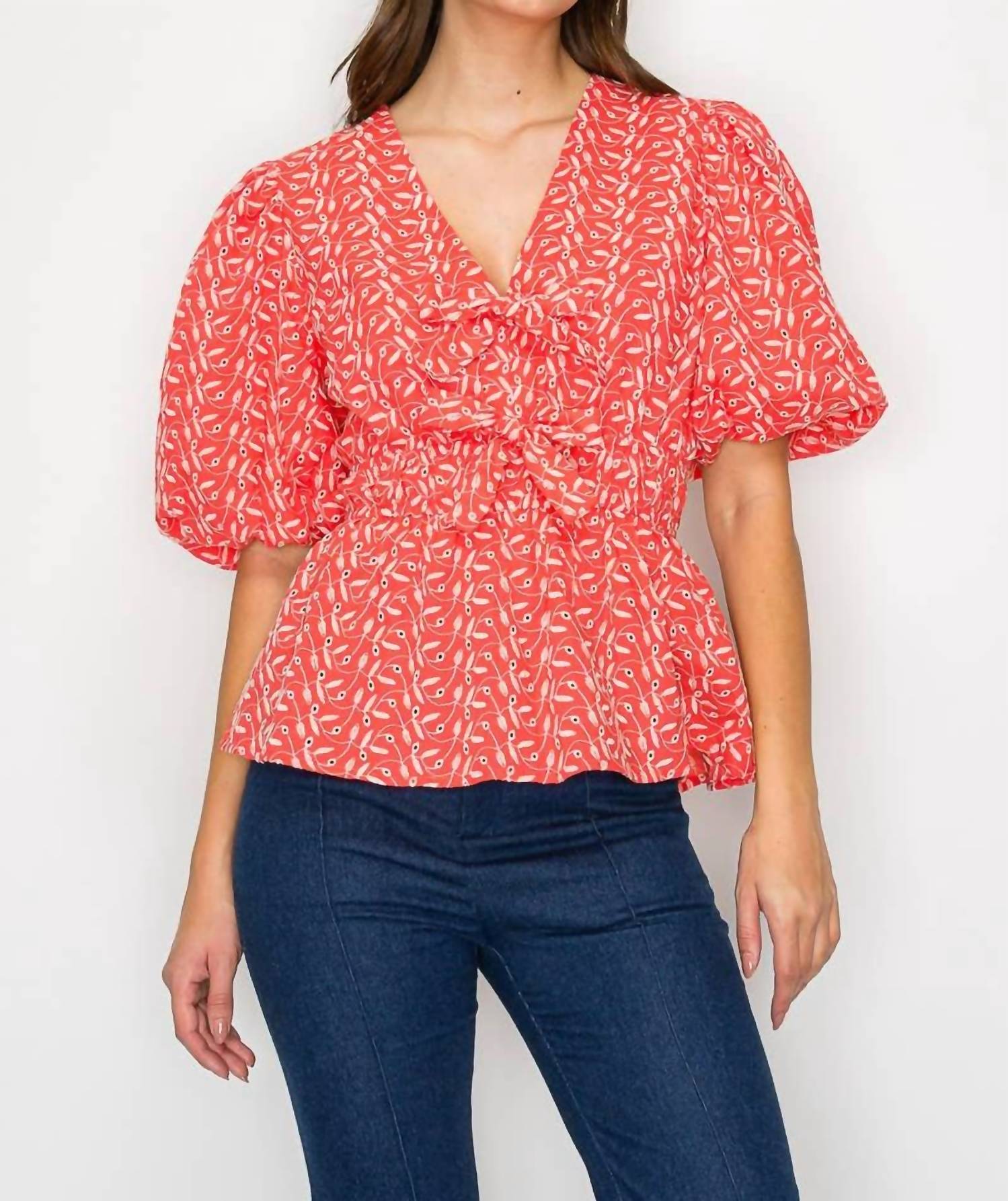 Love Wednesday - Coral Cotton Embroidery Top