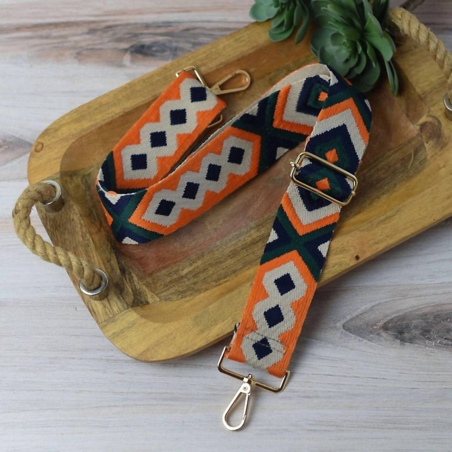 Lauren Lane - Geometric Woven Adjustable Crossbody Bag Purse Guitar Strap
