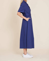 Dolce Cabo - Poplin Belted Collar Midi Dress
