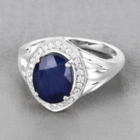 Diana M Jewels Women's Oval Natural Sapphire Fashion Ring (3.31 Ct) - Signature Plus in 14k white gold - women's jewelry - detail view