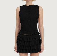 Emory Park Fallon Smocked Top in black - women's tank top