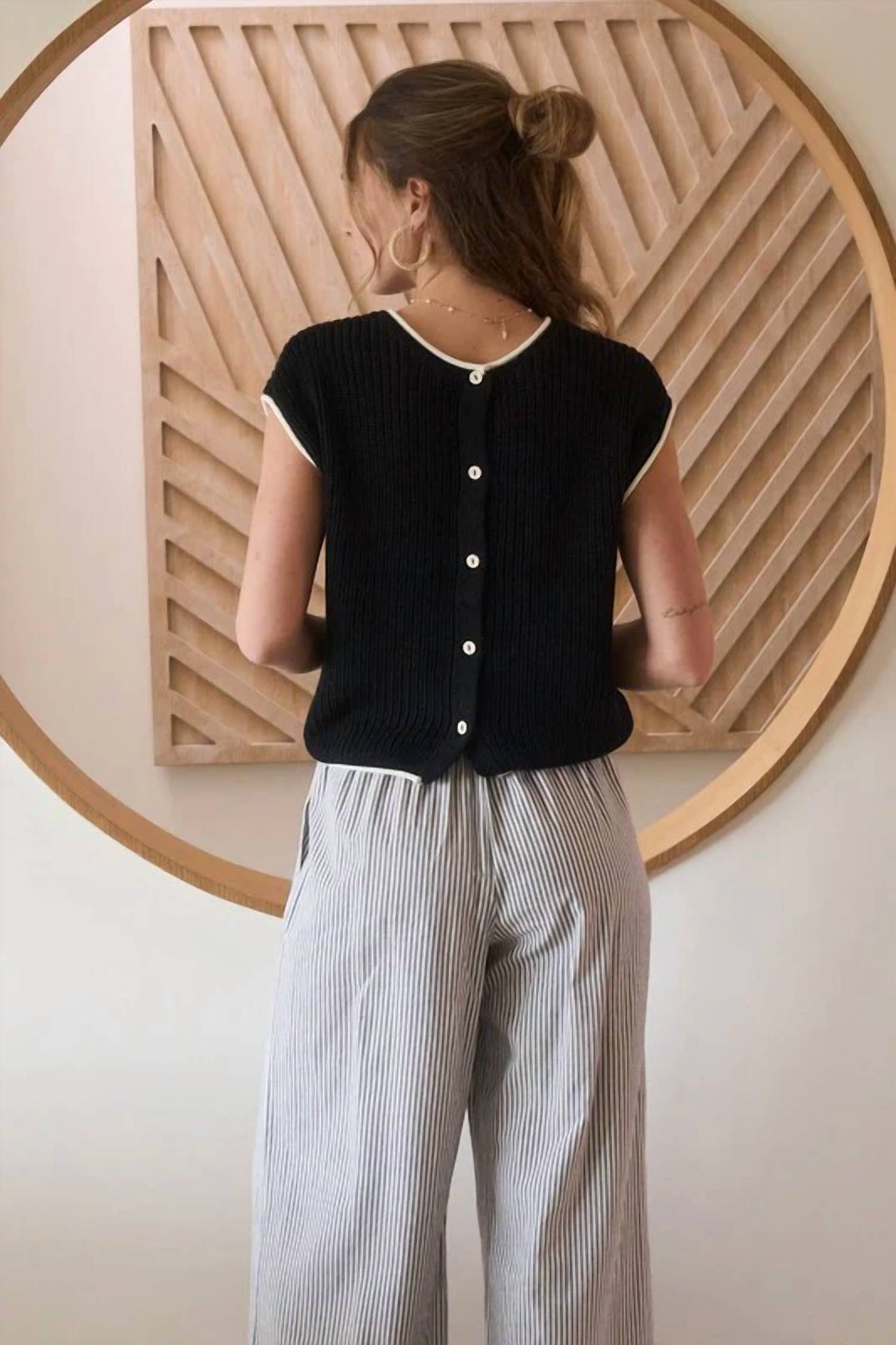 Blu Pepper - Contrast Trim Short Sleeve Sweater