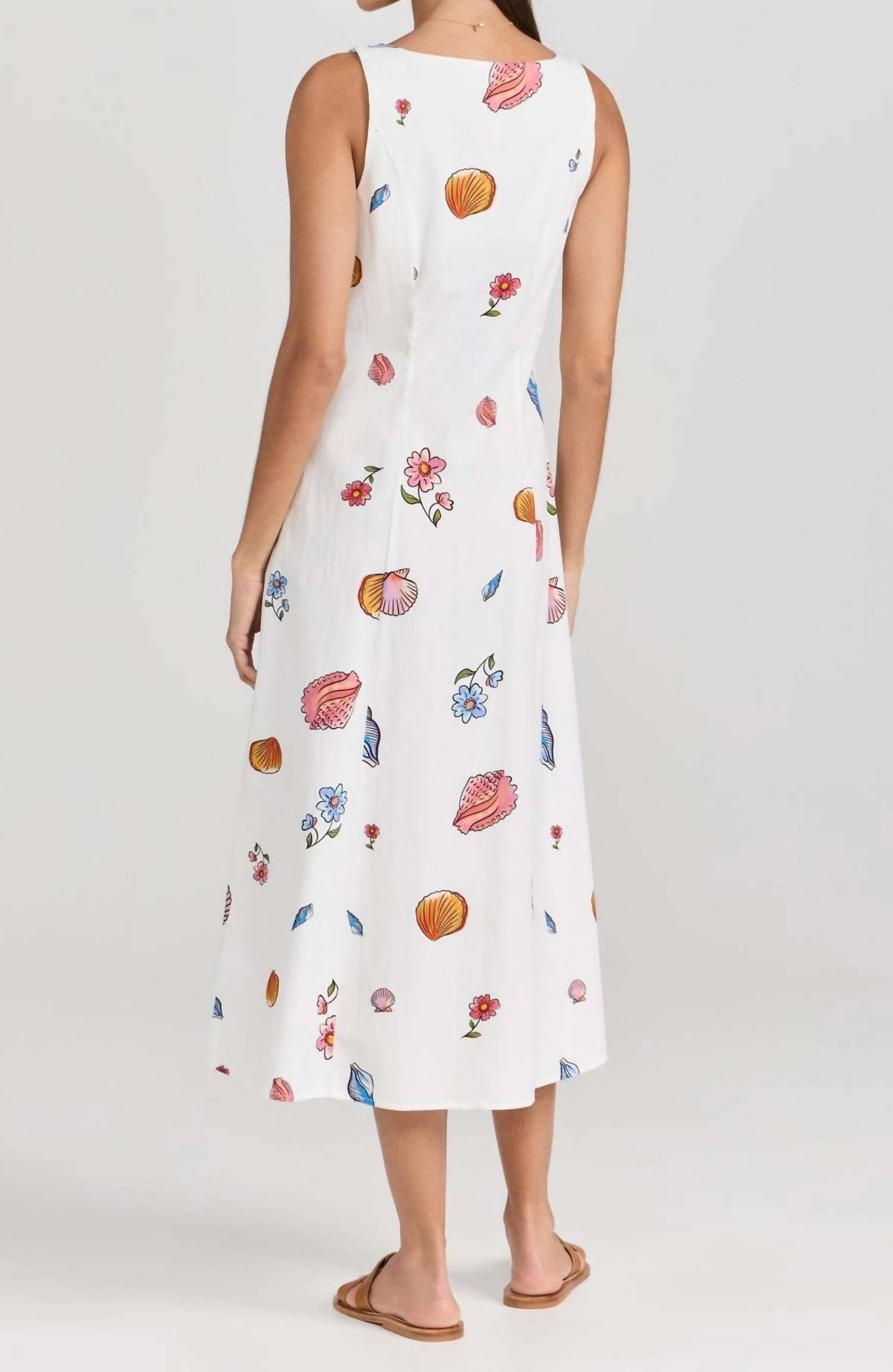 CIAO LUCIA A Line Shell Print Midi Dress in white - women's dress - view 4