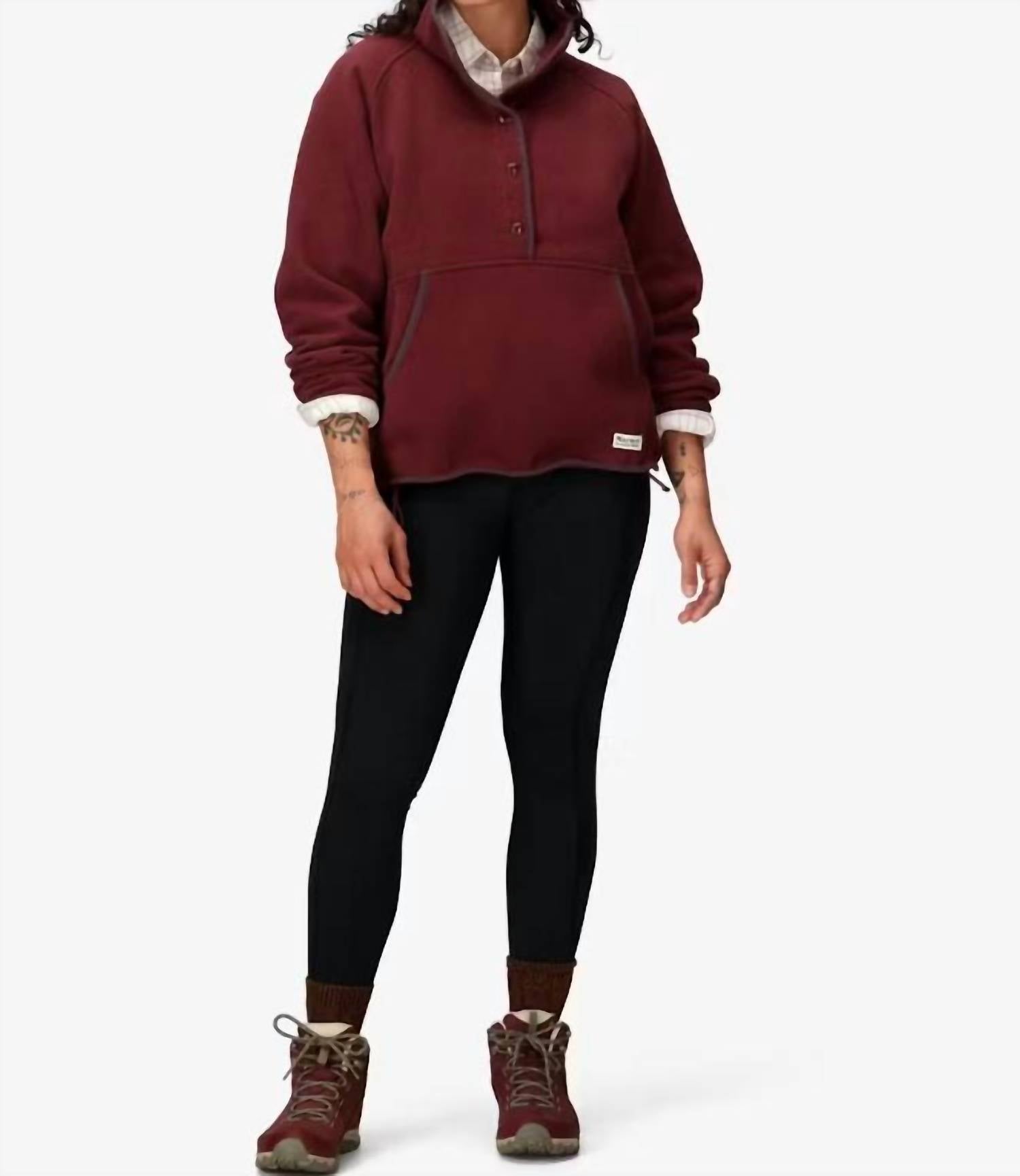 MARMOT Women's Peak Cozy Quarter Snap Pullover in acai berry heather - women's jacket
