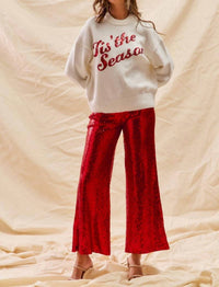 So Me - Sequin Mid Rise Leg Holiday Pants