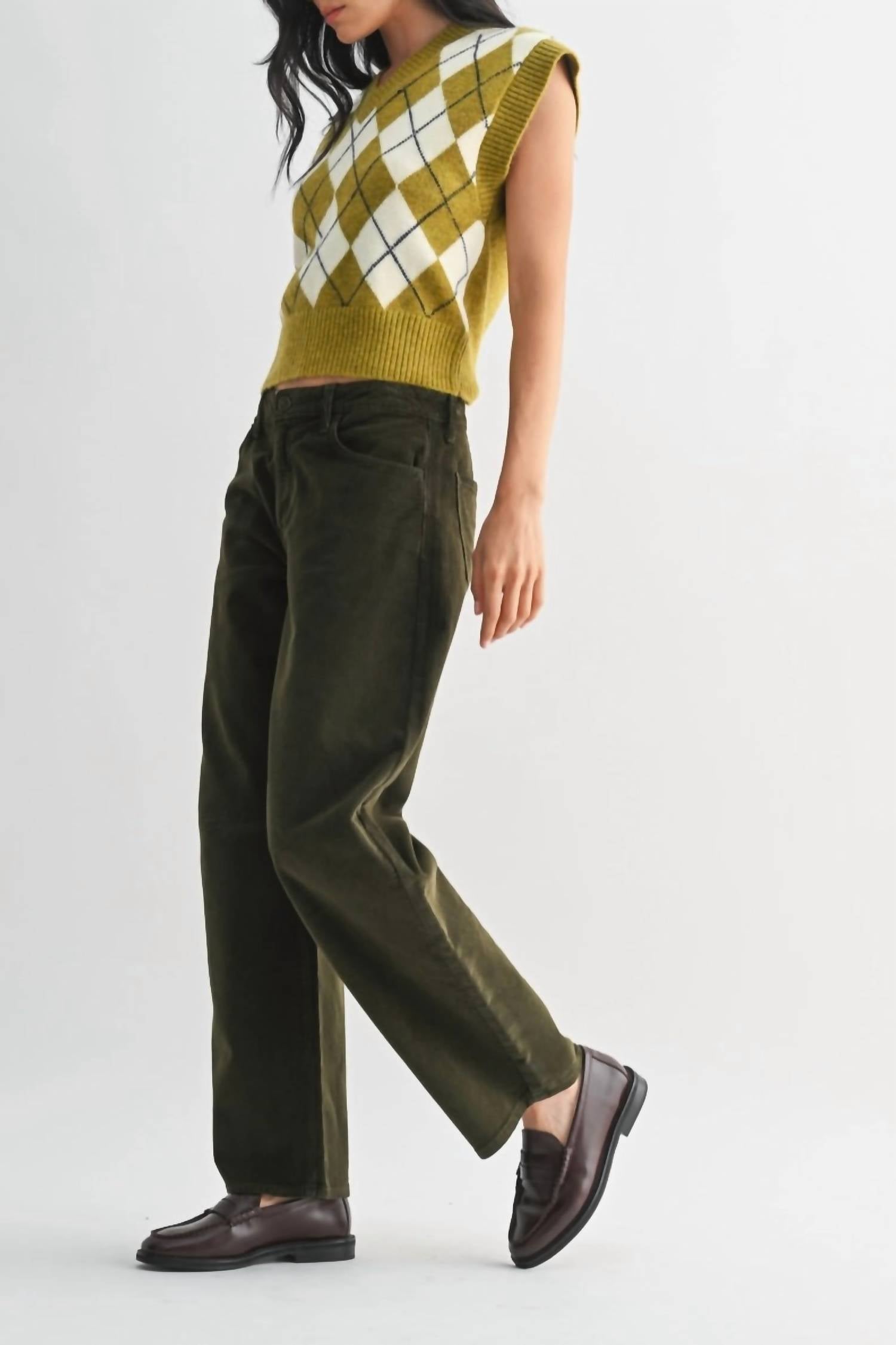 JUST BLACK DENIM Women's Boise Barrel Jean in olive - women's pants - alternate view