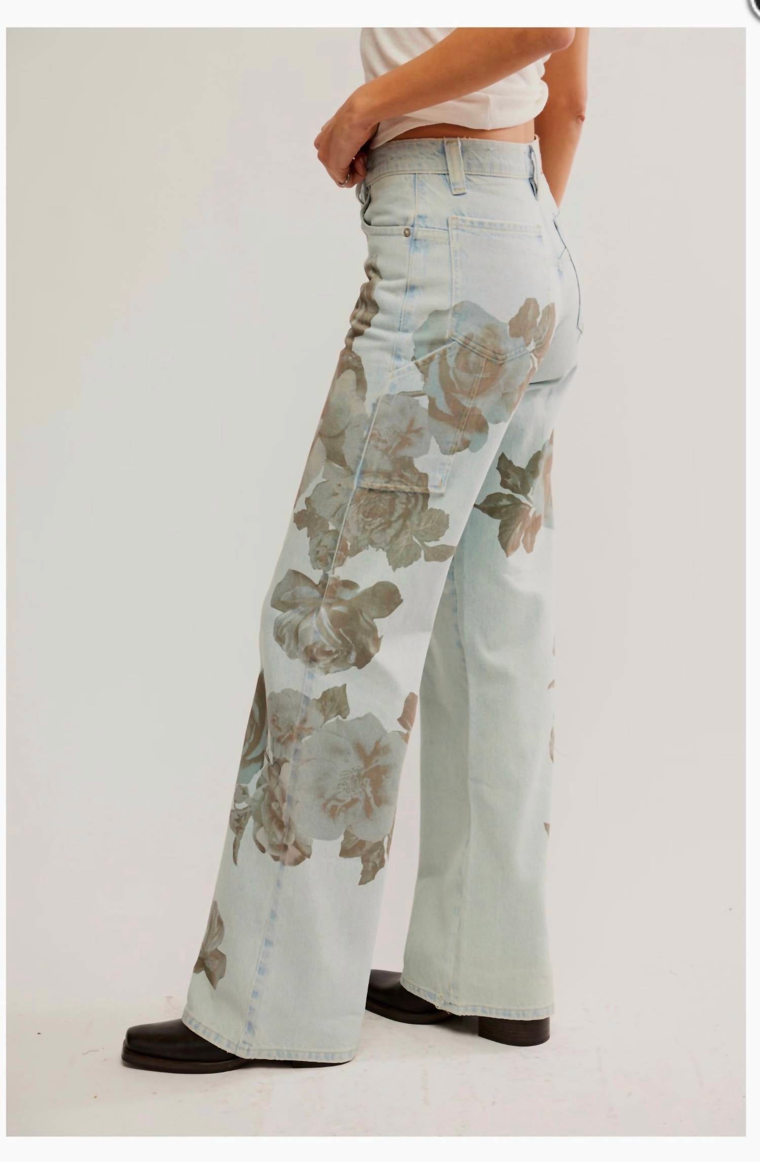 Free People Tinsley printed Jeans in blue - women's jeans - detail view