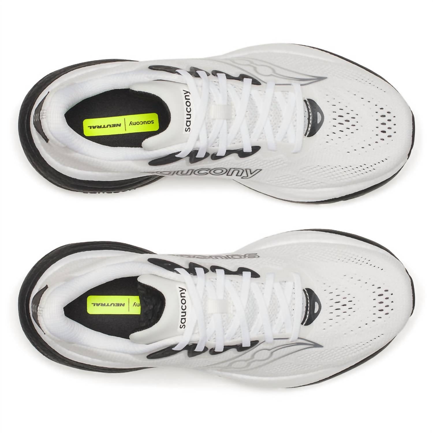 SAUCONY Men's Ride 19 Shoe in white black - men's sneaker - detail view