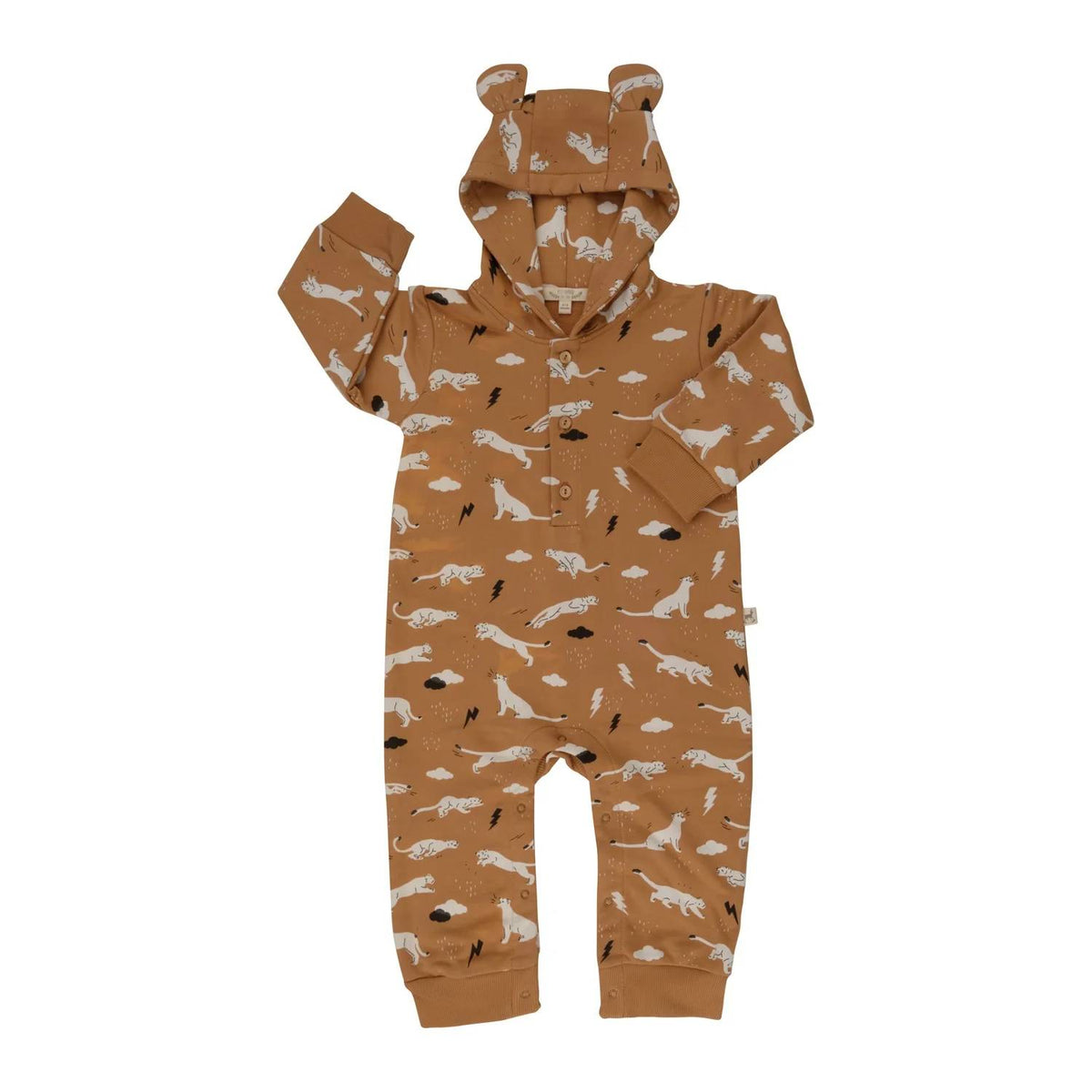 Red Caribou - Girls French Terry Bear Jumpsuit