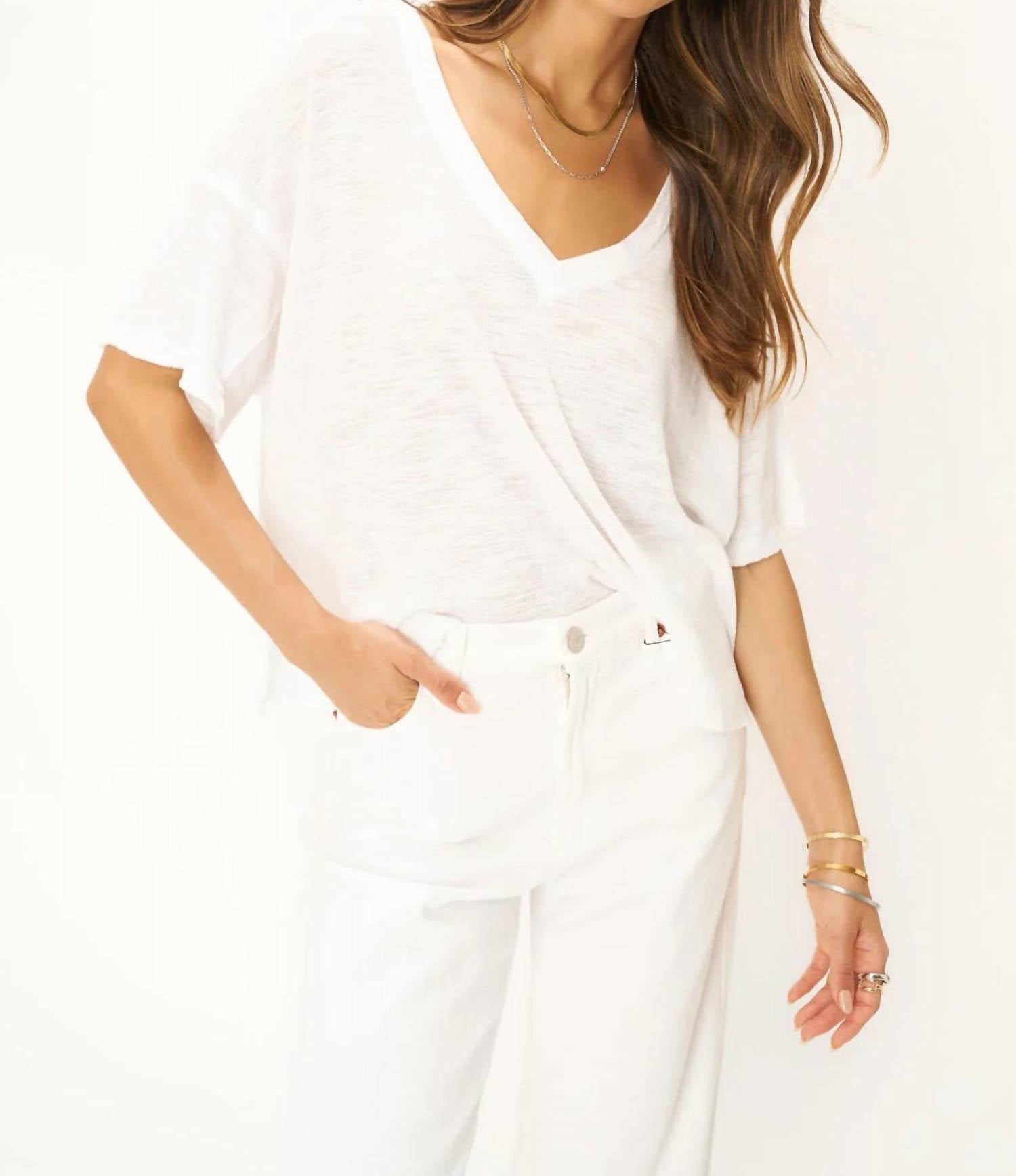Project Social T - Oh Girl Raw V-neck Textured Tee