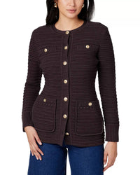 TOCCIN Constance Crew Neck Jacket in espresso - women's cardigan