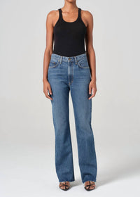 AGOLDE Leena High Rise Baby Flare Jeans in placebo - women's jeans