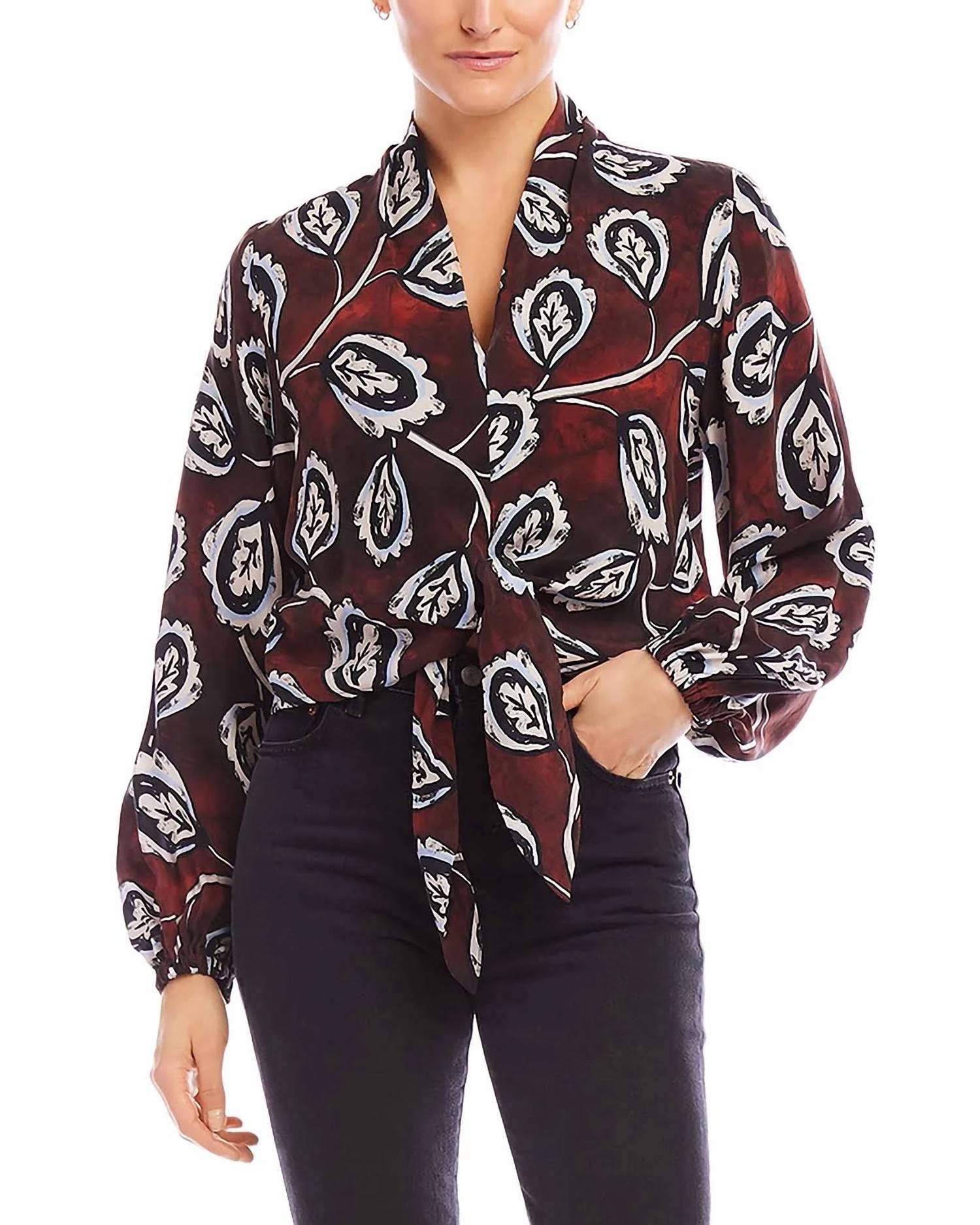 Fifteen Twenty - Scarlet Long Sleeve Tie Front Top
