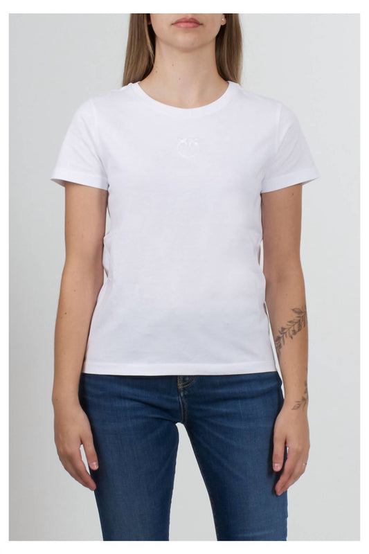 Pinko - Love Birds Embroidered Cotton Short Sleeves T-Shirt