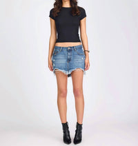 ONE TEASPOON Junkyard Low Waist Denim Mini Skirt in westland blue - women's skirt - view 6