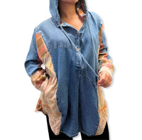 Young Threads - Hooded High Low Patchwork Top