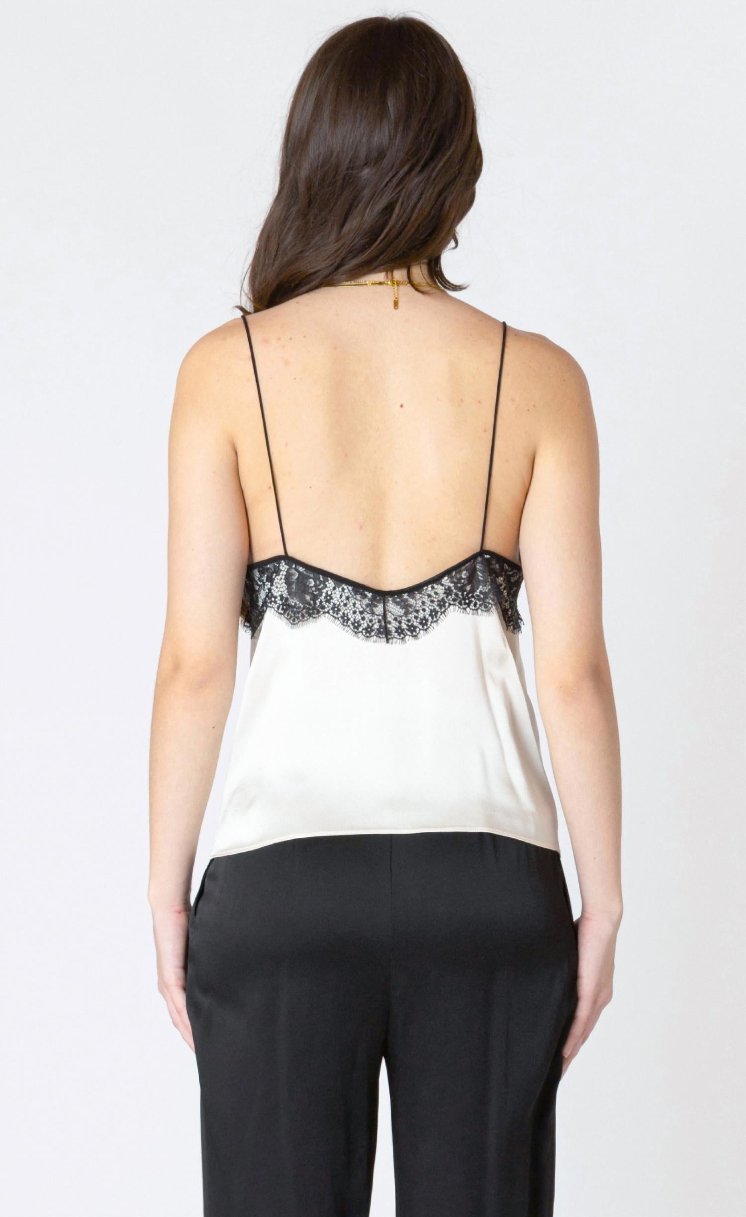 Dex Lace Trim Cami Top in ecru - women's shirt - alternate view