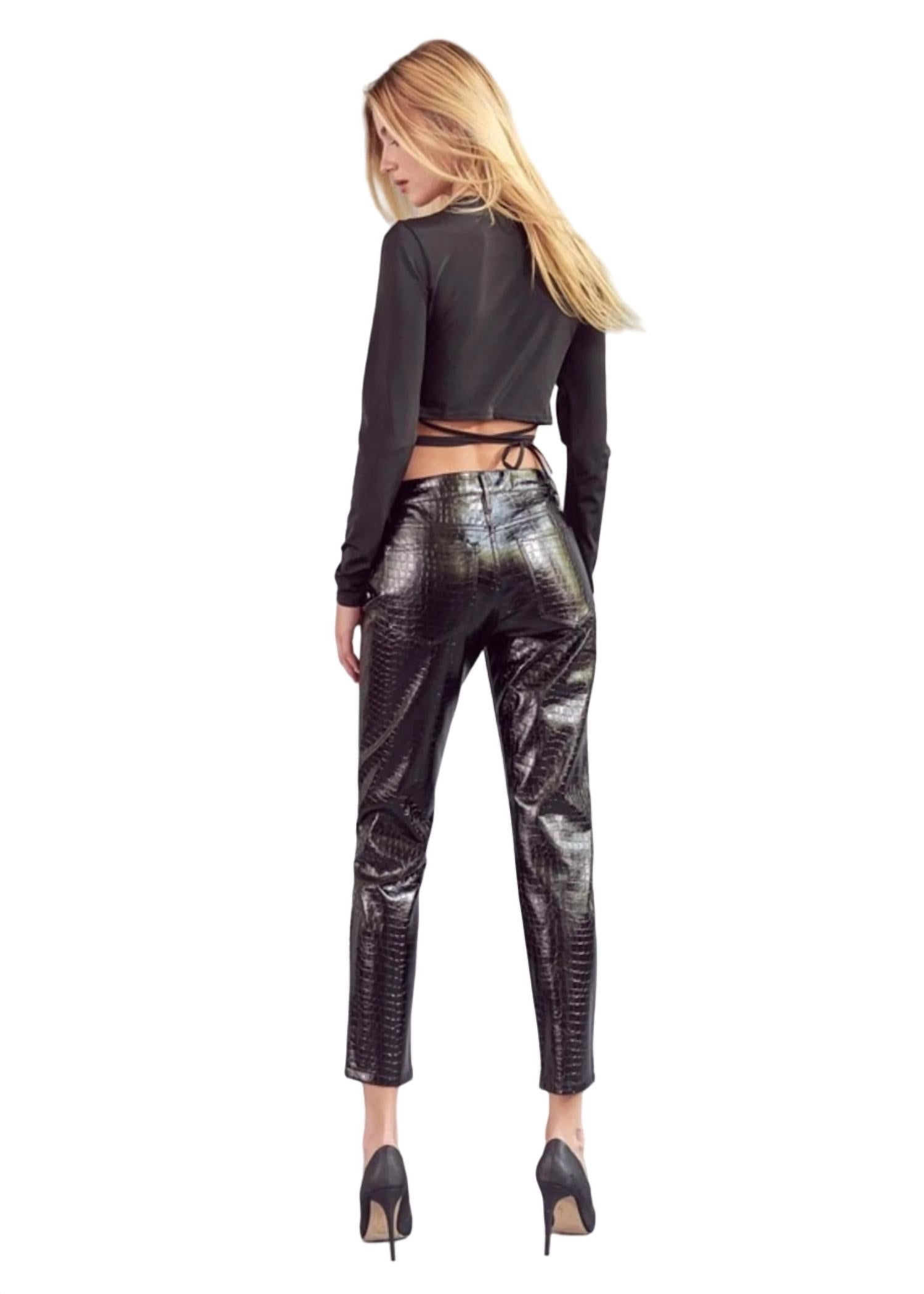 Kancan - Snakeskin Coated Straight Leg Jean