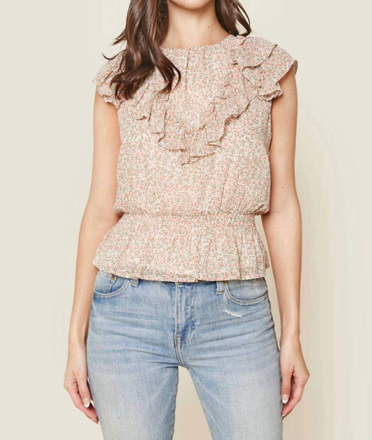 Sugarlips - Gauzy Floral Ruffled Blouse