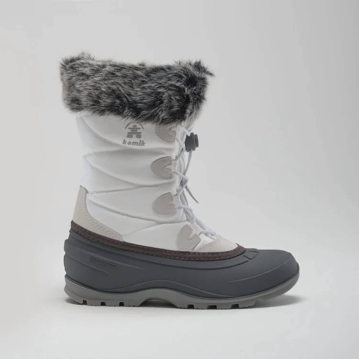Kamik - Women's Momentum3 Pull On Rounded Toe Waterproof Fur Trim Ankle Snow Boots