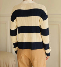 Skies Are Blue - Collared Stripe Sweater