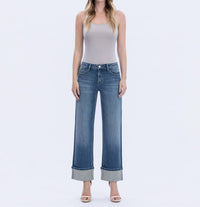 Flying Monkey - Mid Rise Cuffed Slim Wide Jeans