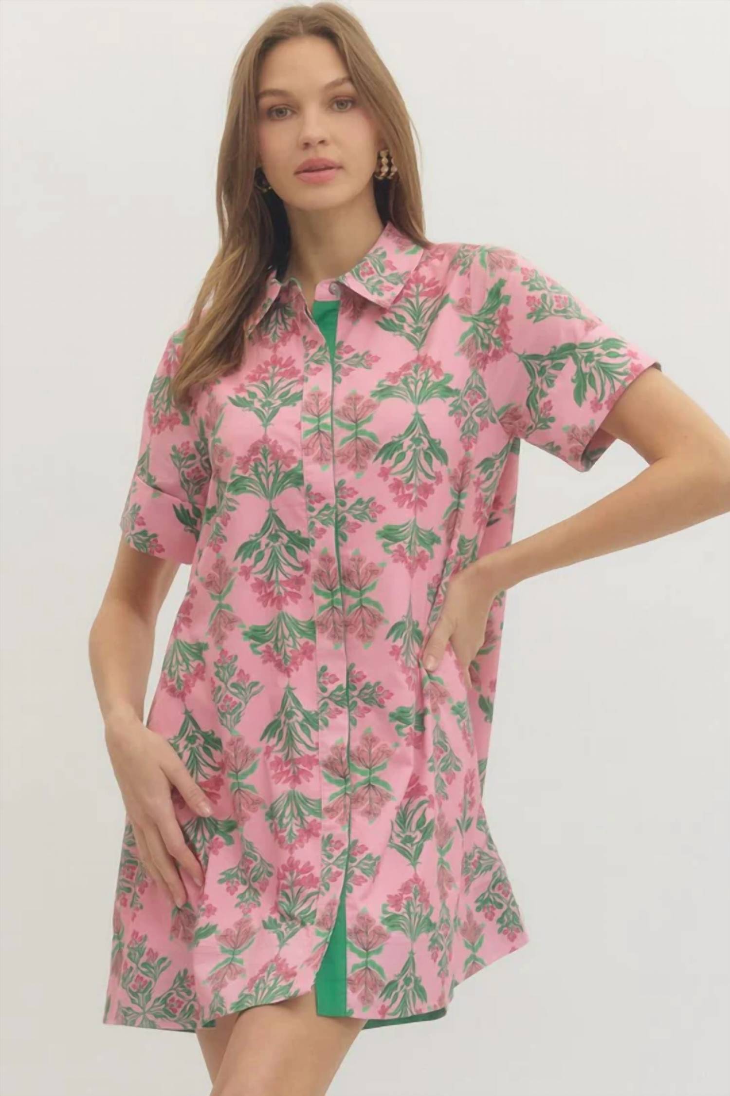 Entro - Print Button Up Mini Dress