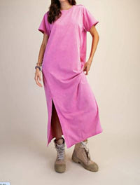 Easel - Mineral Washed Terry Midi Dress - Plus