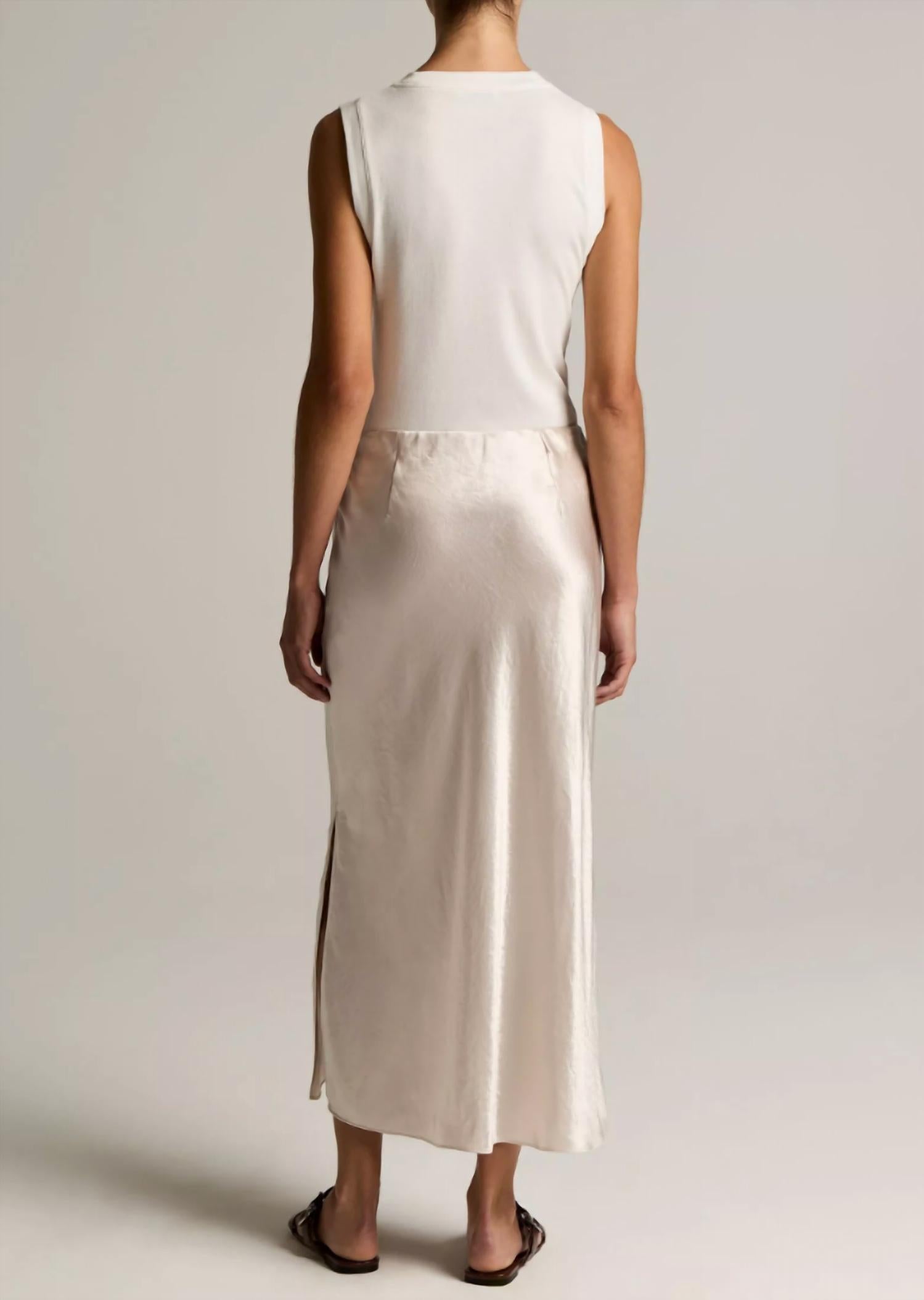 Vince - Side Slit Slip Midi Skirt