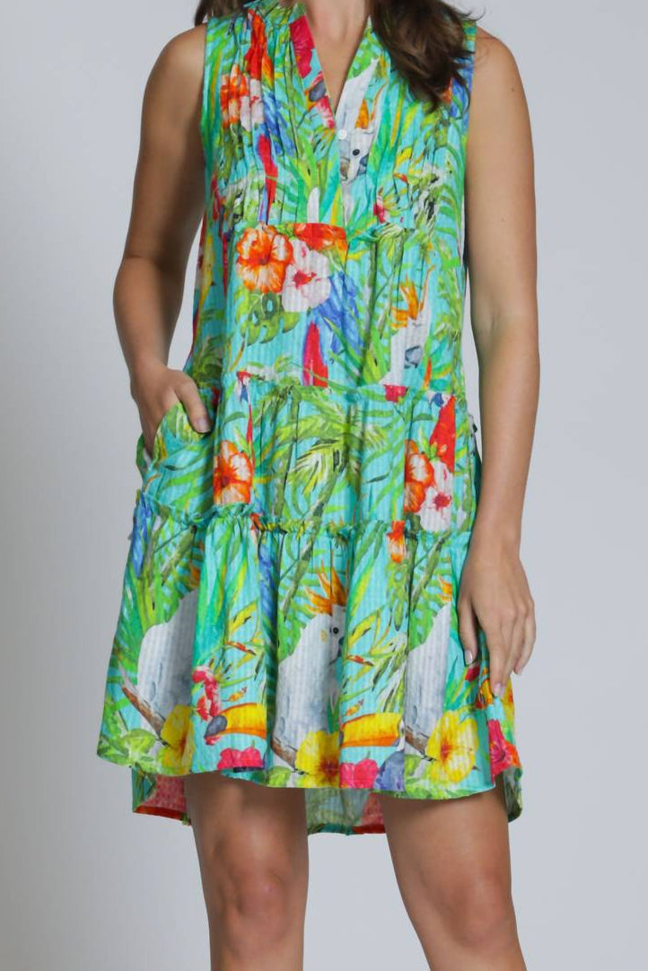 Apny - Pin-tuck Detailing Sleeveless Mini Dress