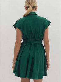 entro Crystal Embellished Mini Dress in hunter green - women's dress - detail view
