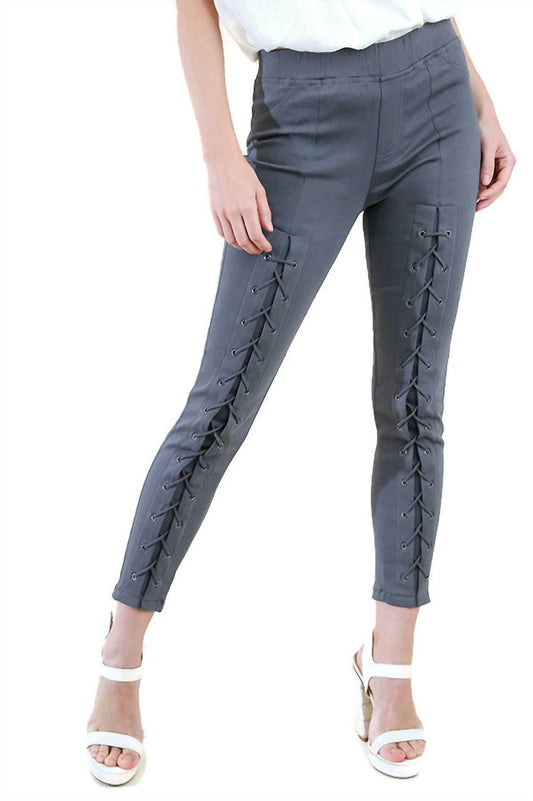 Umgee - High Waist Leggings With Lace Up Details