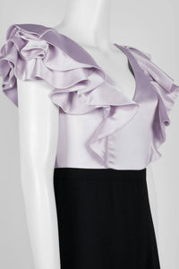 Aidan Mattox - V-neck Flutter Sleeve Satin Crepe Jumpsuit