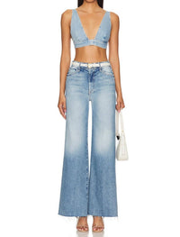Mother Pre-loved Tit For Tat Wash Denim Bralette in i confess - women's shirt - view 4