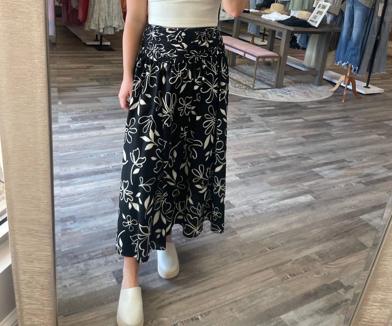 Blu Pepper - Floral Smocked Midi Skirt