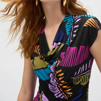 Joseph Ribkoff - Tropical Print Shirred Sheath Dress