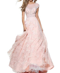 Sherri Hill - Cap-Sleeves Beaded Prom Dress