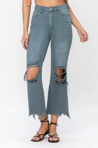 Vervet By Flying Monkey - High Rise Crop Deconstructed Flare Jeans