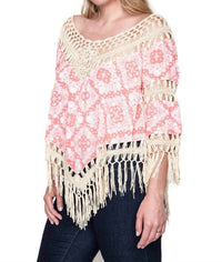 Umgee - Crochet & Fringe Printed Top