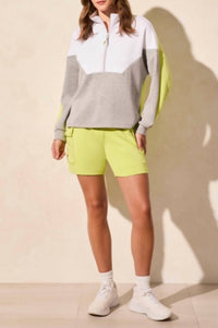 Tribal - Techno Lux Color Block Quarter Zip Mock Neck Top