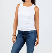 GOLDIE Cotton Variegated Rib Tank in white - women's tank top
