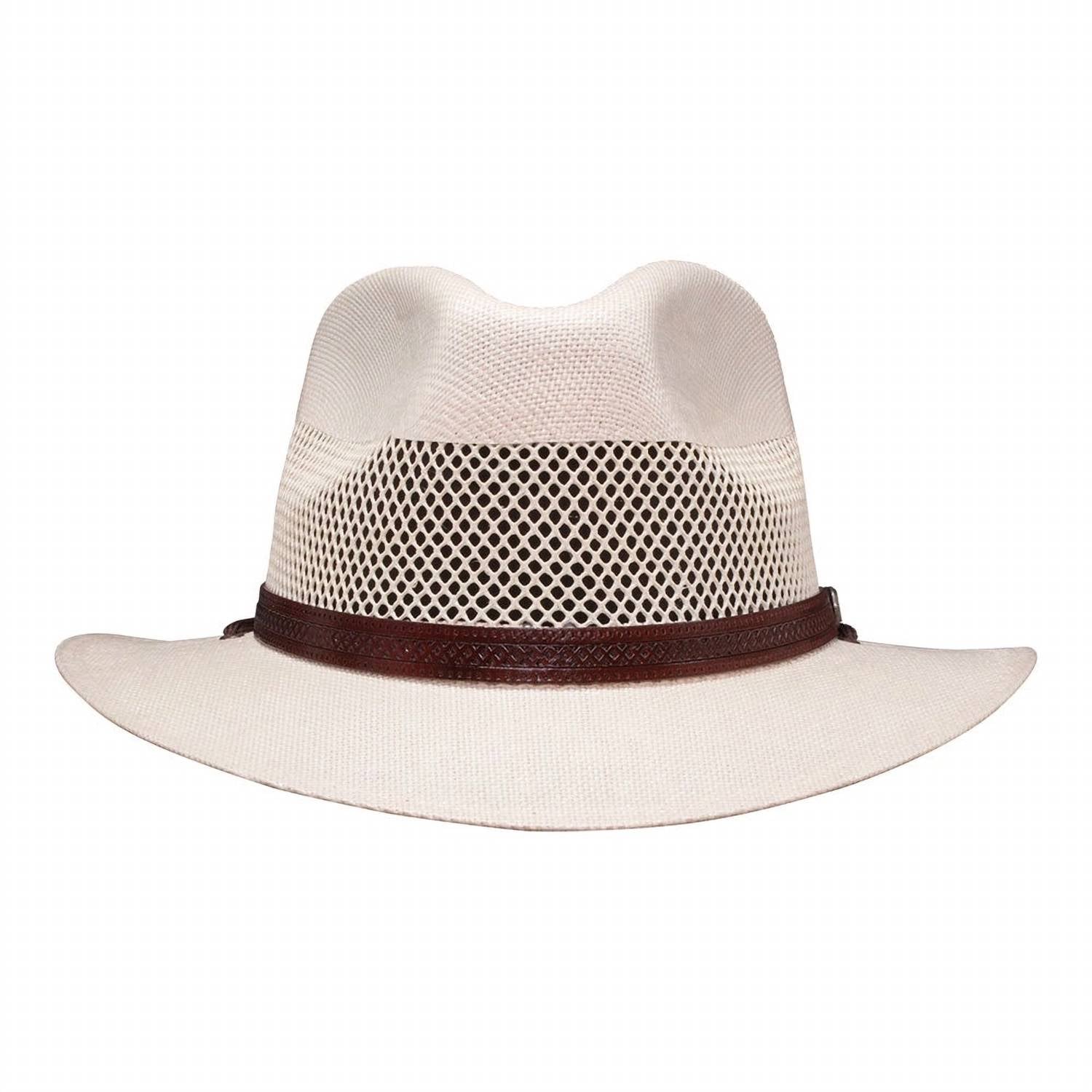 American Hat Makers - Safari Vented Straw Fedora Hat