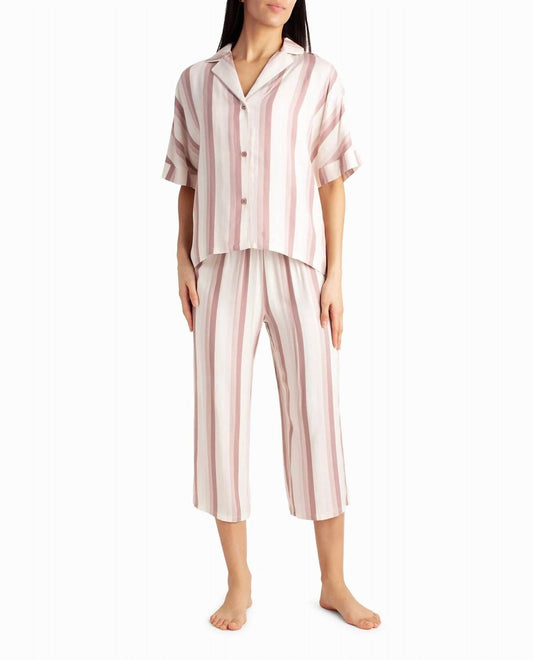 Nicole Miller - Woven Shirt And Capri Two-Piece Sleepwear Set